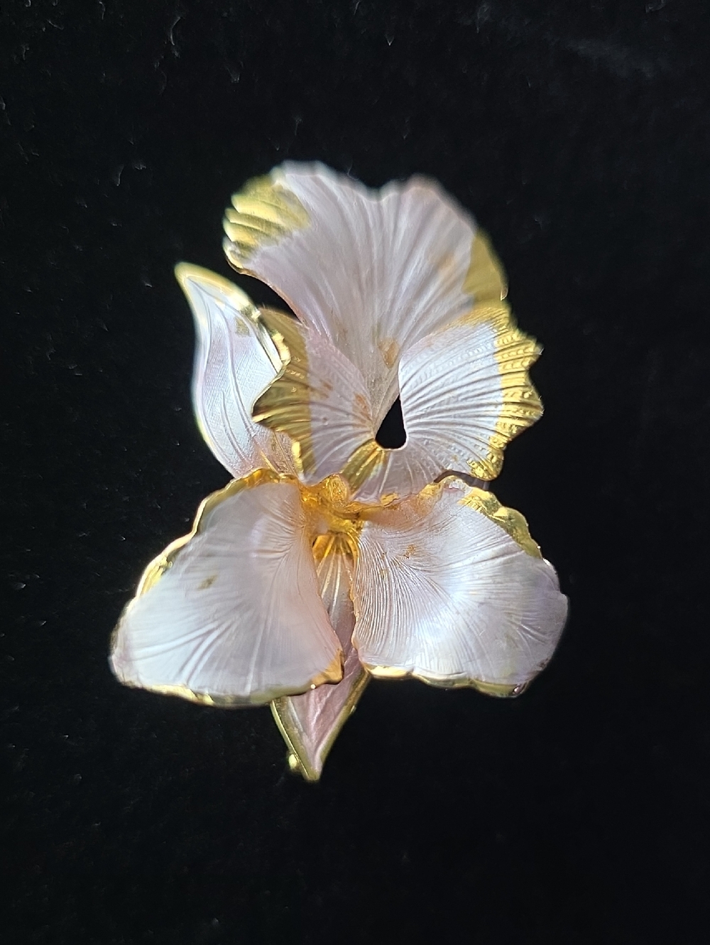 Vintage 1982 Cerrito Signed Delicate Pink Enamel Floral Brooch
